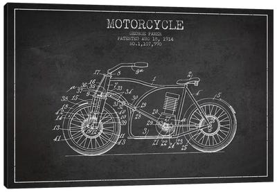 George Pamer Motorcycle Patent Sketch (Charcoal) Canvas Art Print - Motorcycle Blueprints
