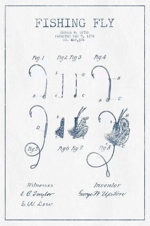 George W. Upton Fishing Fly Patent Sketch (Ink)