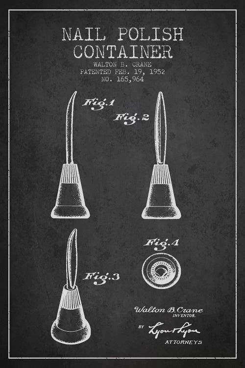 Container Nail Polish Charcoal Patent Blueprint