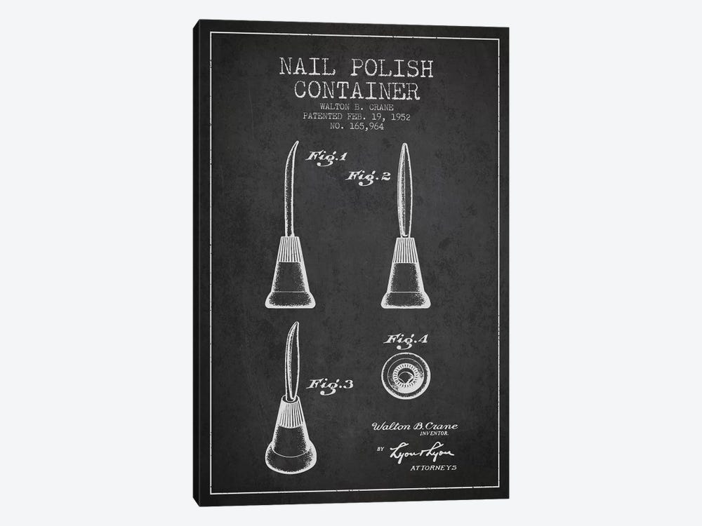 Container Nail Polish Charcoal Patent Blueprint by Aged Pixel 1-piece Canvas Artwork