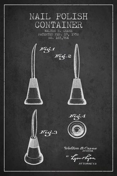 Beauty & Personal Care Blueprints: Container Nail Polish Charcoal Patent Blueprint by Aged Pixel