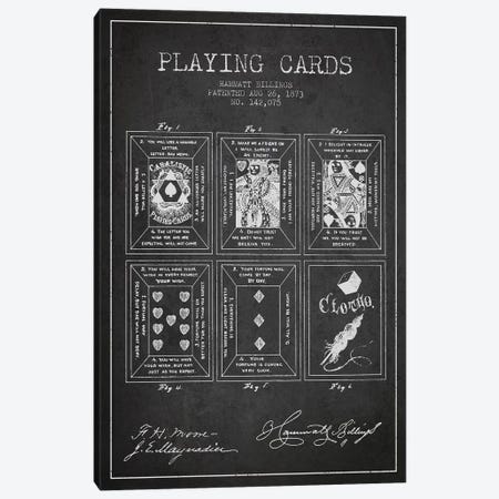 Hammatt Billings Playing Cards Patent Sketch (Charcoal) Canvas Print #ADP2941} by Aged Pixel Art Print