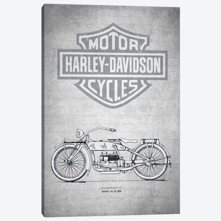 Harley-Davidson Motorcycles (Gray Vintage) I Canvas Print #ADP2944} by Aged Pixel Canvas Art