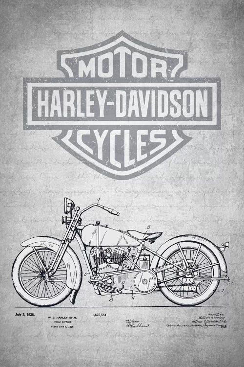 Harley-Davidson Motorcycles (Gray Vintage) II