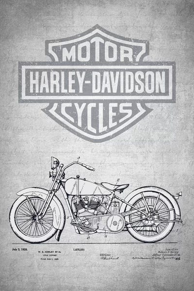 Harley-Davidson Motorcycles (Gray Vintage) II