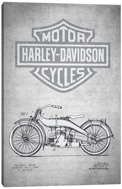 Harley-Davidson Motorcycles (Gray Vintage) III Canvas Art Print - Aged Pixel