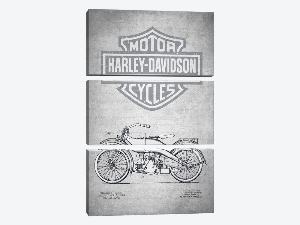 Harley-Davidson Motorcycles (Gray Vintage) III by Aged Pixel 3-piece Canvas Art