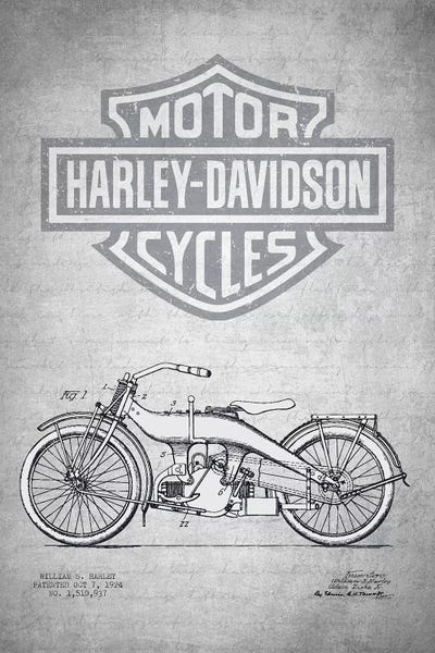 Motorcycles: Harley-Davidson Motorcycles (Gray Vintage) III by Aged Pixel