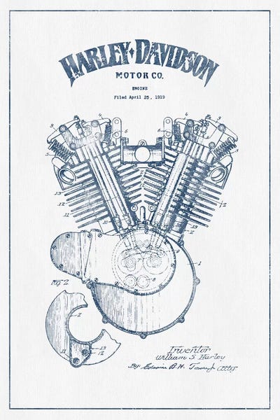 Motorcycle Blueprints: Harley-Davidson Motorcycles (Ink) I by Aged Pixel