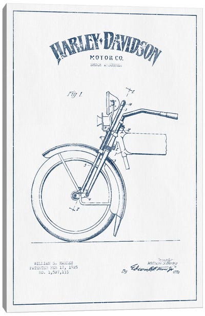 Harley-Davidson Motorcycles (Ink) II Canvas Art Print - Motorcycle Blueprints