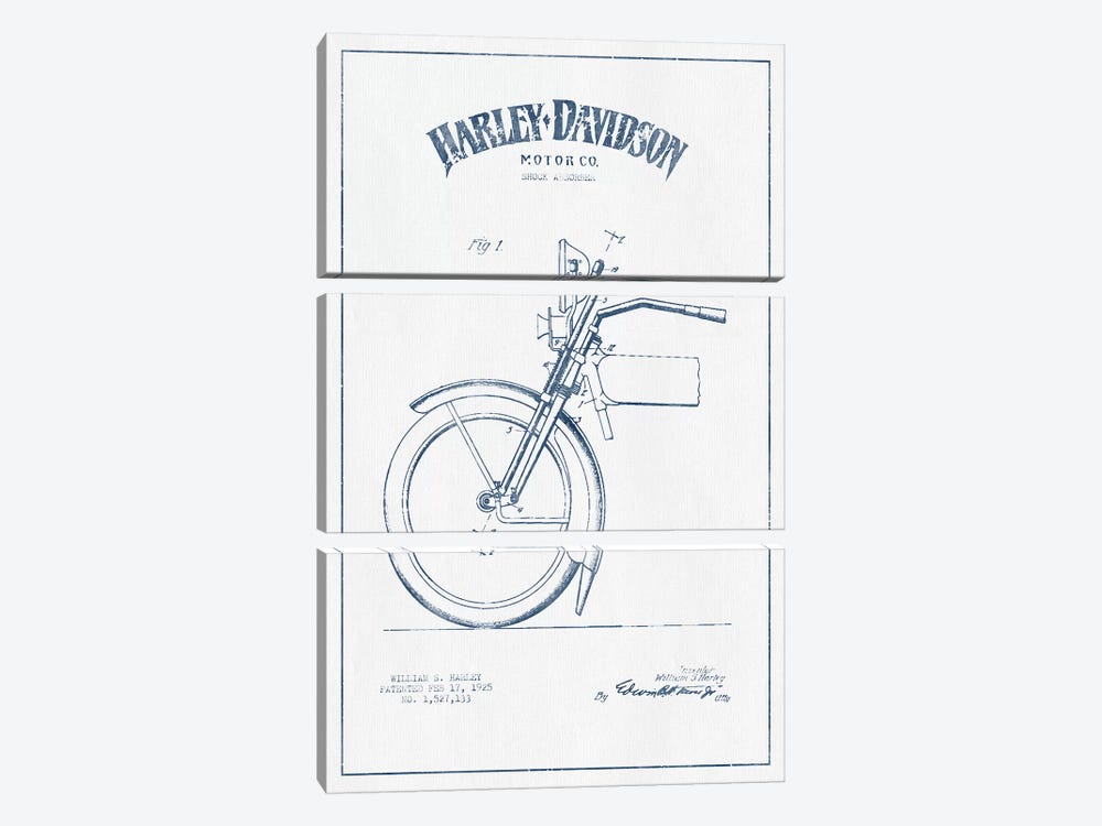 Harley-Davidson Motorcycles (Ink) II by Aged Pixel 3-piece Canvas Art