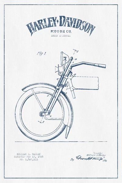 Motorcycle Blueprints: Harley-Davidson Motorcycles (Ink) II by Aged Pixel