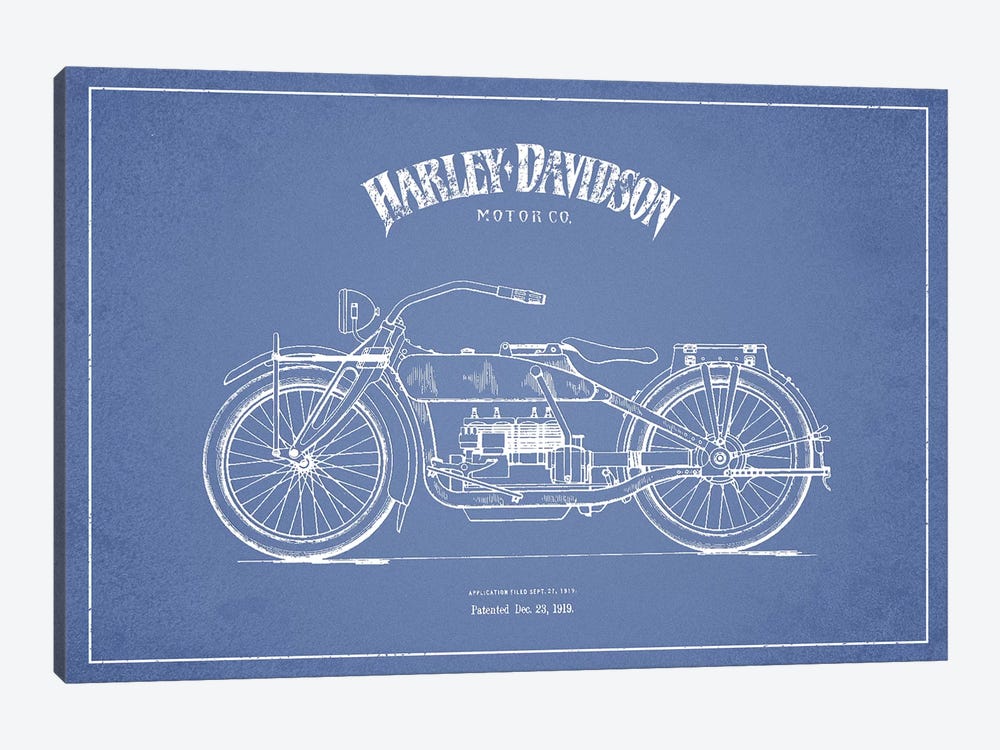 Harley-Davidson Motorcycles (Light Blue) I by Aged Pixel 1-piece Art Print
