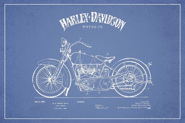 Harley-Davidson Motorcycles (Light Blue) II by Aged Pixel wall art