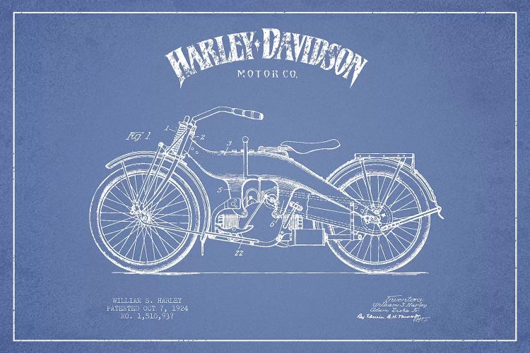 Harley-Davidson Motorcycles (Light Blue) III by Aged Pixel wall art