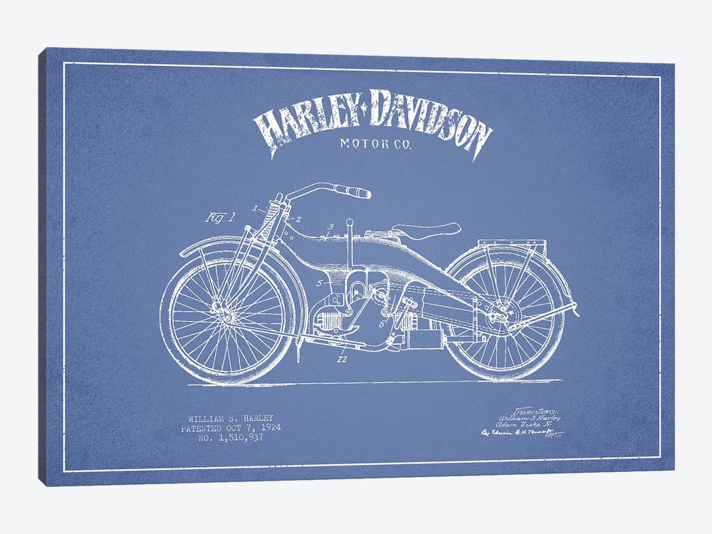 Harley-Davidson Motorcycles (Light Blue) III by Aged Pixel 1-piece Canvas Artwork