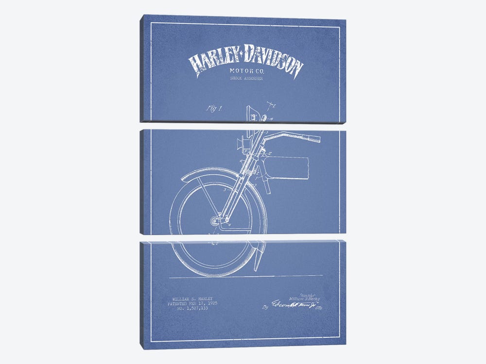 Harley-Davidson Motorcycles (Light Blue) IV by Aged Pixel 3-piece Art Print