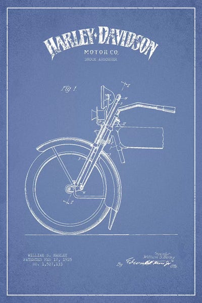 Motorcycle Blueprints: Harley-Davidson Motorcycles (Light Blue) IV by Aged Pixel