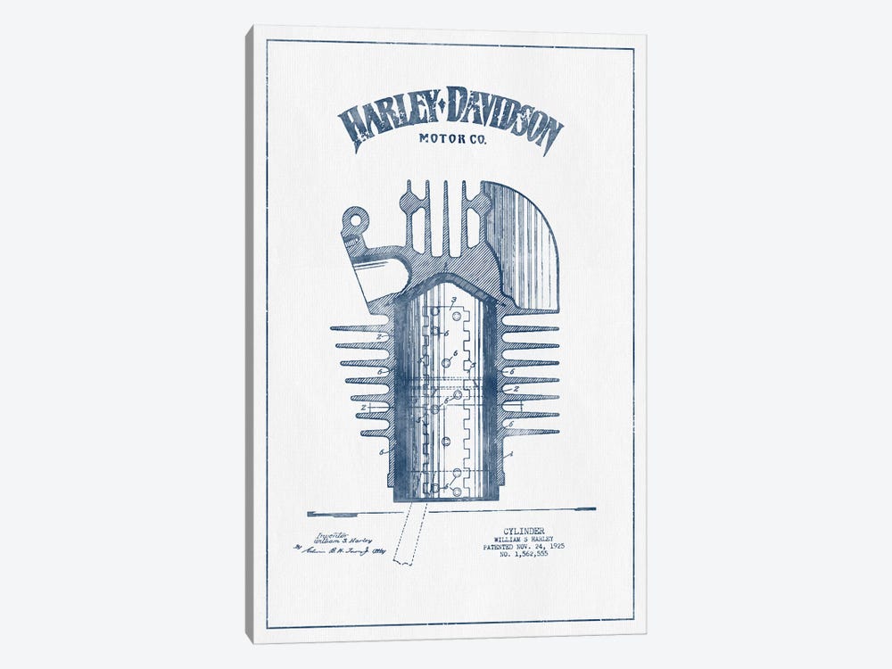 Harley-Davidson Motorcycles Cylinder (Ink) by Aged Pixel 1-piece Canvas Artwork