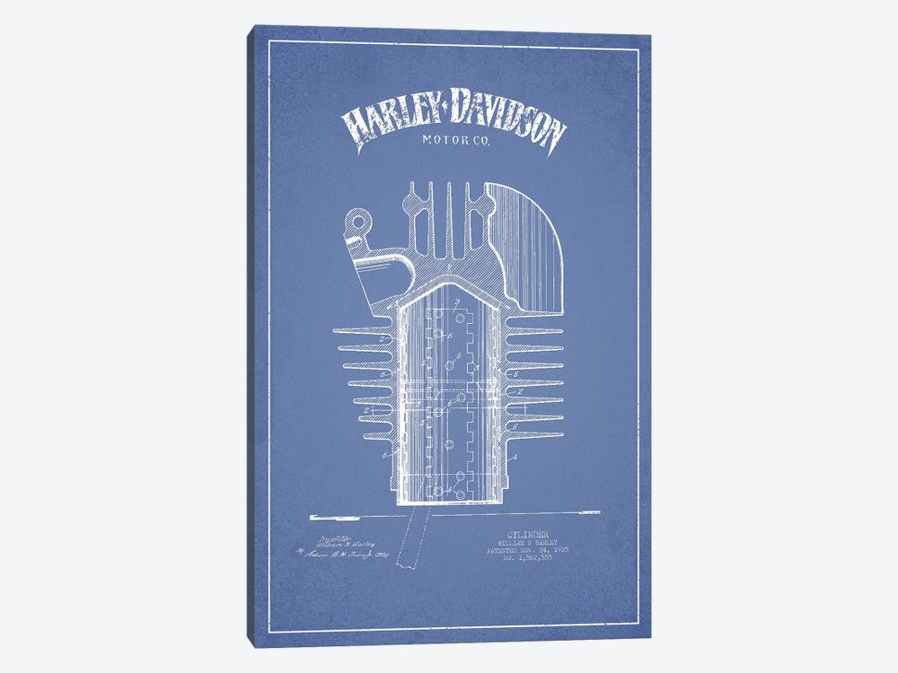 Harley-Davidson Motorcycles Cylinder (Light Blue) by Aged Pixel 1-piece Art Print