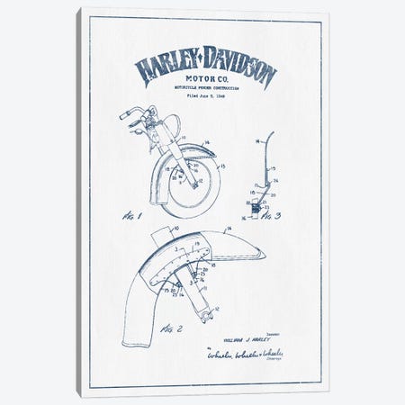 Harley-Davidson Motorcycles Fender Construction (Ink) Canvas Print #ADP2956} by Aged Pixel Art Print