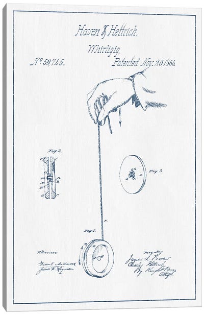 Haven & Hettrich Whirligig Patent Sketch (Ink) Canvas Art Print - Motorcycle Blueprints