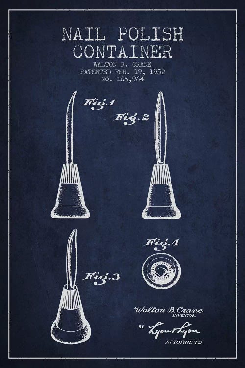 Container Nail Polish Navy Blue Patent Blueprint by Aged Pixel wall art