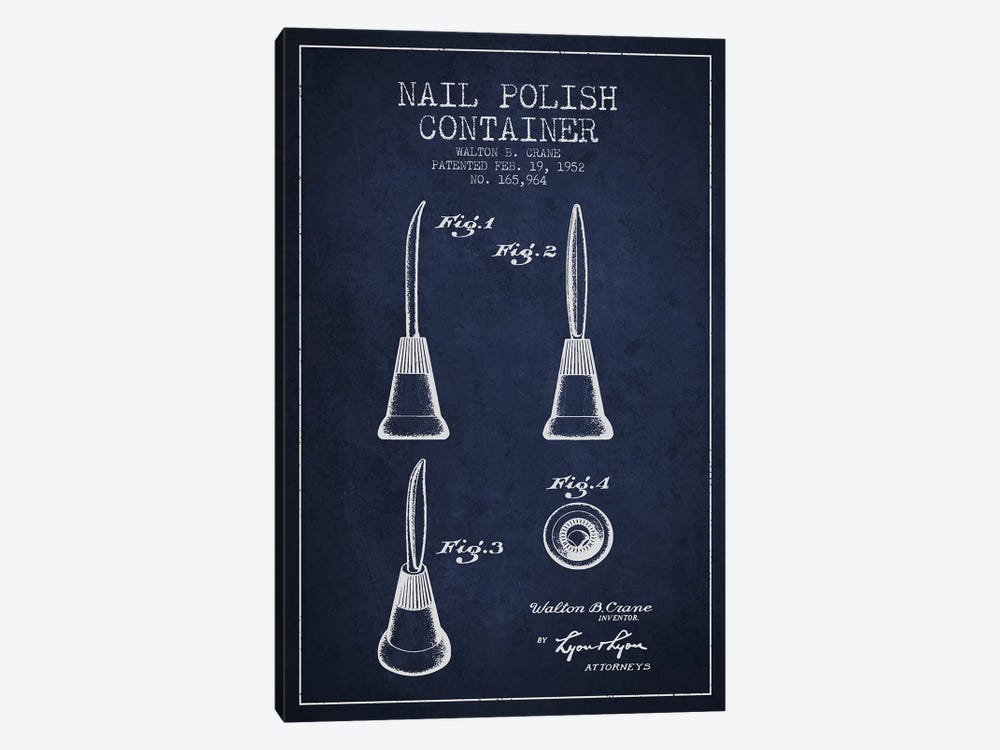 Container Nail Polish Navy Blue Patent Blueprint by Aged Pixel 1-piece Canvas Art