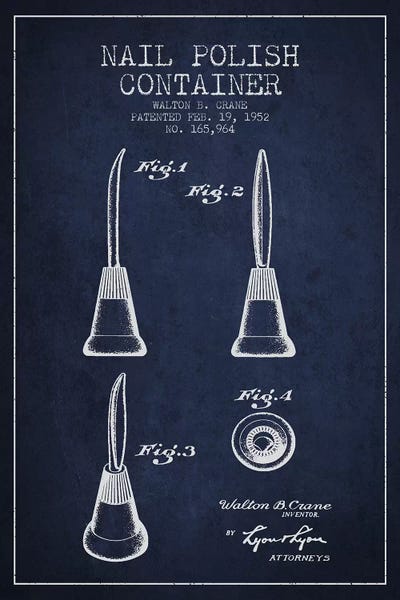Beauty & Personal Care Blueprints: Container Nail Polish Navy Blue Patent Blueprint by Aged Pixel