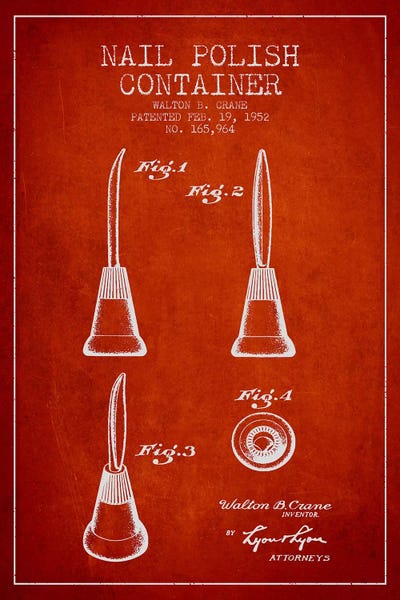 Beauty & Personal Care Blueprints: Container Nail Polish Red Patent Blueprint by Aged Pixel