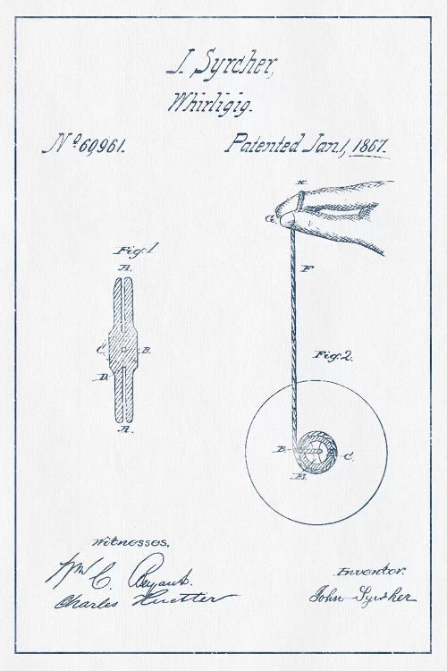 J. Syrcher Whirligig Patent Sketch (Ink)