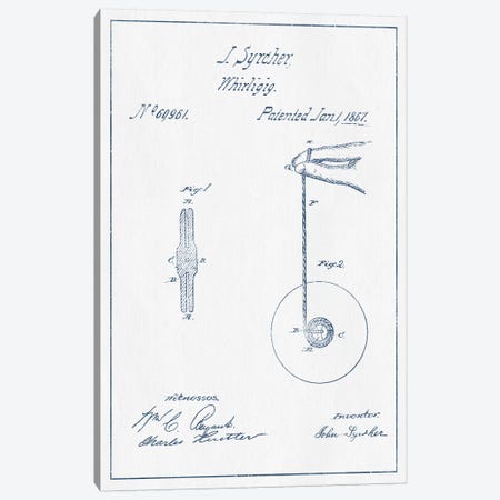 J. Syrcher Whirligig Patent Sketch (Ink) Canvas Print #ADP2971} by Aged Pixel Canvas Wall Art
