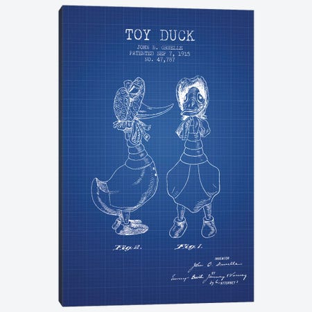 J.B. Gruelle Toy Duck, Female Patent Sketch (Blue Grid) Canvas Print #ADP2974} by Aged Pixel Canvas Print