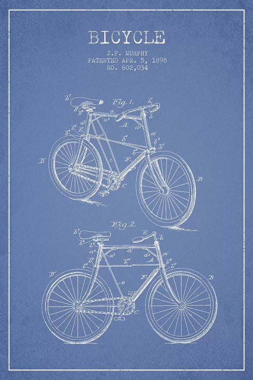 J.F. Murphy Bicycle Patent Sketch (Light Blue)