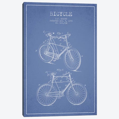 J.F. Murphy Bicycle Patent Sketch (Light Blue) Canvas Print #ADP2976} by Aged Pixel Canvas Art Print