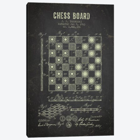J.F. Truskoski Chess Board Patent Sketch (Charcoal) Canvas Print #ADP2977} by Aged Pixel Canvas Art Print