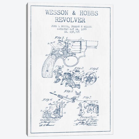 J.H. Wesson & J.L. Hobbs Revolver Patent Sketch (Ink) Canvas Print #ADP2978} by Aged Pixel Canvas Artwork