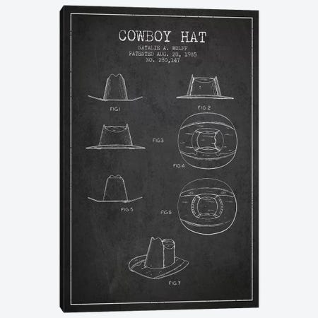 Cowboy Hat Charcoal Patent Blueprint Canvas Print #ADP298} by Aged Pixel Canvas Artwork