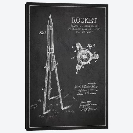Jacob J. Detwillee Rocket Patent Sketch (Charcoal) Canvas Print #ADP2990} by Aged Pixel Canvas Wall Art