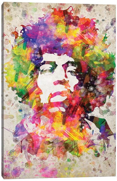 Jimi Hendrix Canvas Art Print - Aged Pixel