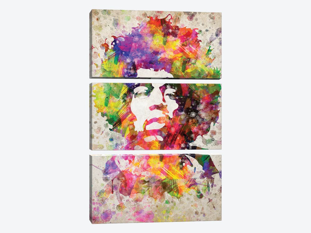 Jimi Hendrix by Aged Pixel 3-piece Canvas Artwork