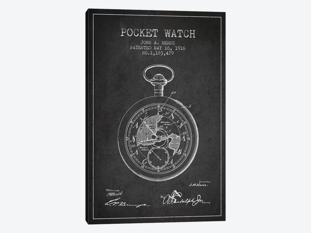 John A. Meroz Pocket Watch Pattern Sketch (Charcoal) by Aged Pixel 1-piece Art Print