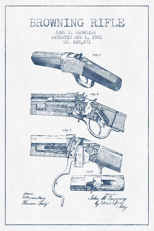 John M. Browning Rifle Patent Sketch (Ink)