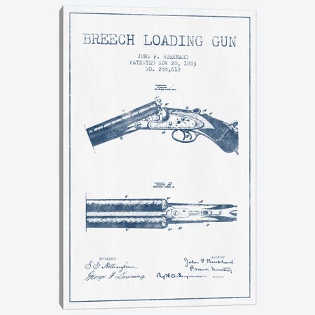John P. Burkhard Breech Loading Gun Patent Sketch (Ink) Canvas Print #ADP3006} by Aged Pixel Canvas Wall Art