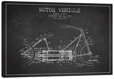 Joshua A. Hill Motor Vehicle Patent Sketch (Charcoal) Canvas Art Print - Motorcycle Blueprints