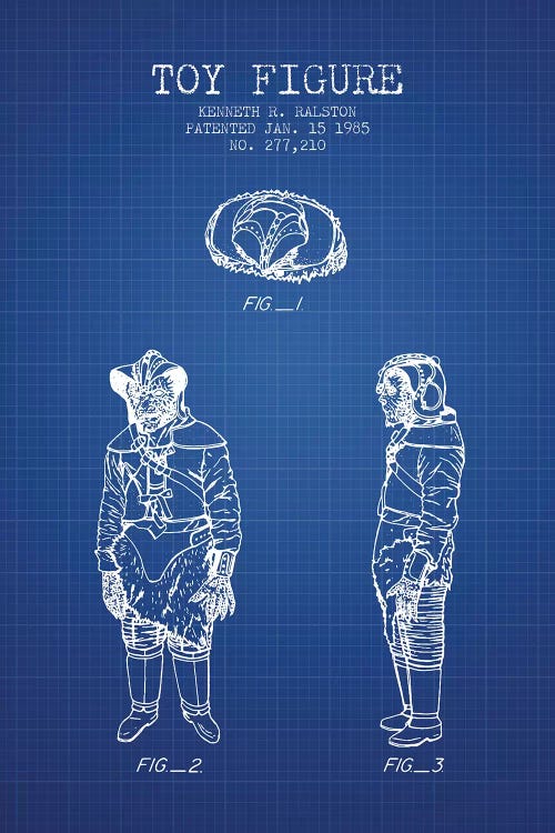 Kenneth Ralston Klaatu Action Figure Patent Sketch (Blue Grid)