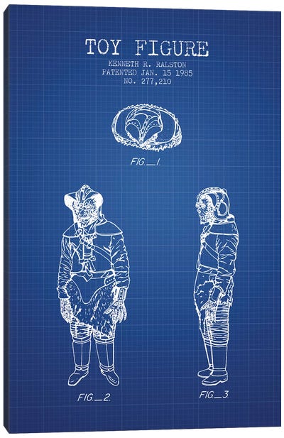 Kenneth Ralston Klaatu Action Figure Patent Sketch (Blue Grid) Canvas Art Print