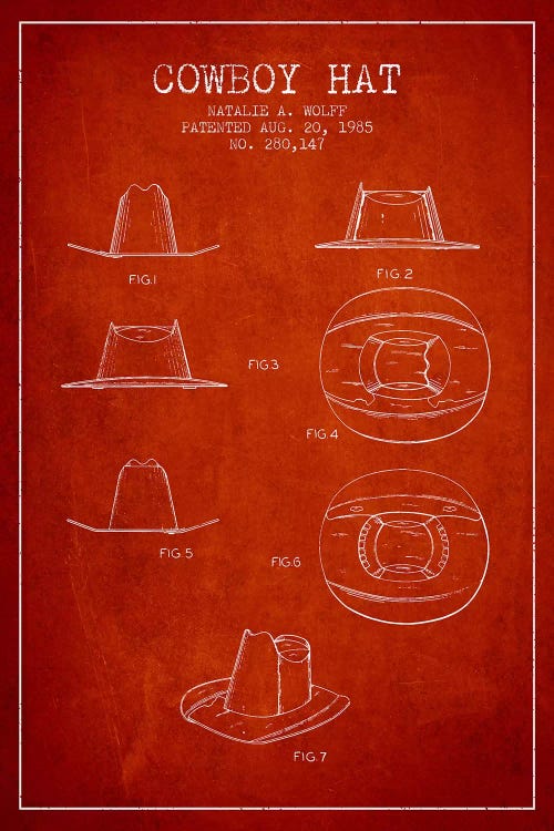 Cowboy Hat Red Patent Blueprint