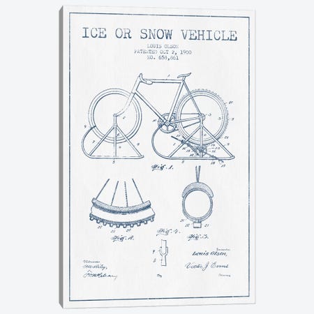 Louis Olson Ice Or Snow Vehicle Patent Sketch (Ink) Canvas Print #ADP3032} by Aged Pixel Canvas Wall Art