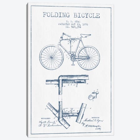 M.B. Ryan Folding Bicycle Patent Sketch (Ink) Canvas Print #ADP3035} by Aged Pixel Art Print
